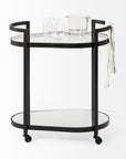 homeroots kitchen &amp; dining Kitchen & Dining HR376020 Black Black Oval Bar Cart Wheels