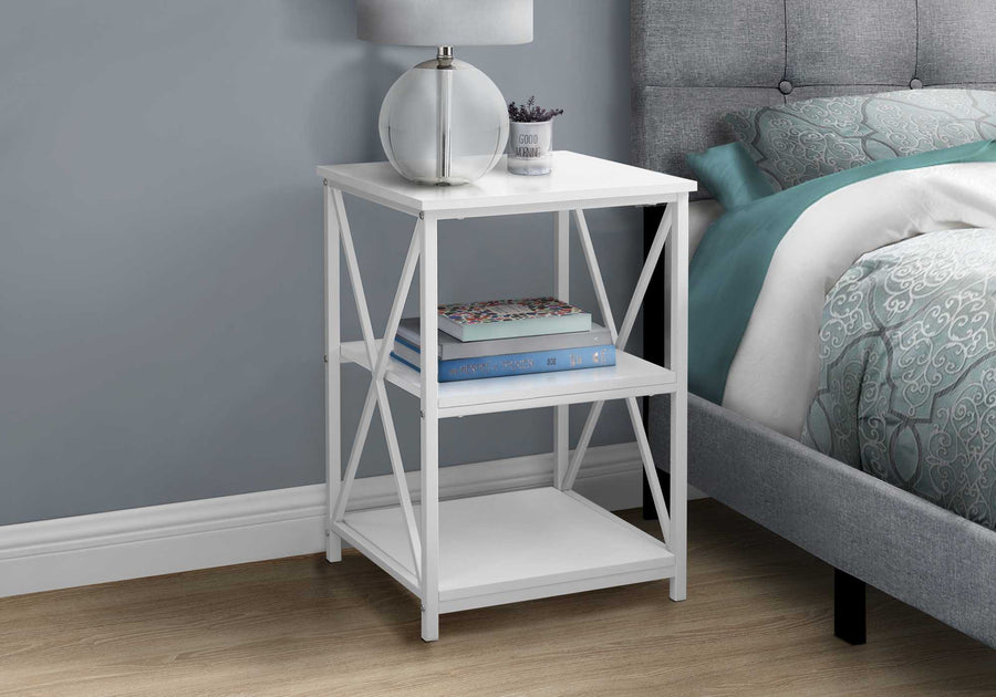 Homeroots Living Room Alix 3-Tier End Table with Storage