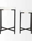 homeroots living room Living Room Ultra-Modern Set-of-2 Marble Square End Tables with Iron Frame