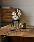 Melrose Home Goods & Essentials Dewdrop 6" X 6.75" Glass & Iron Vase