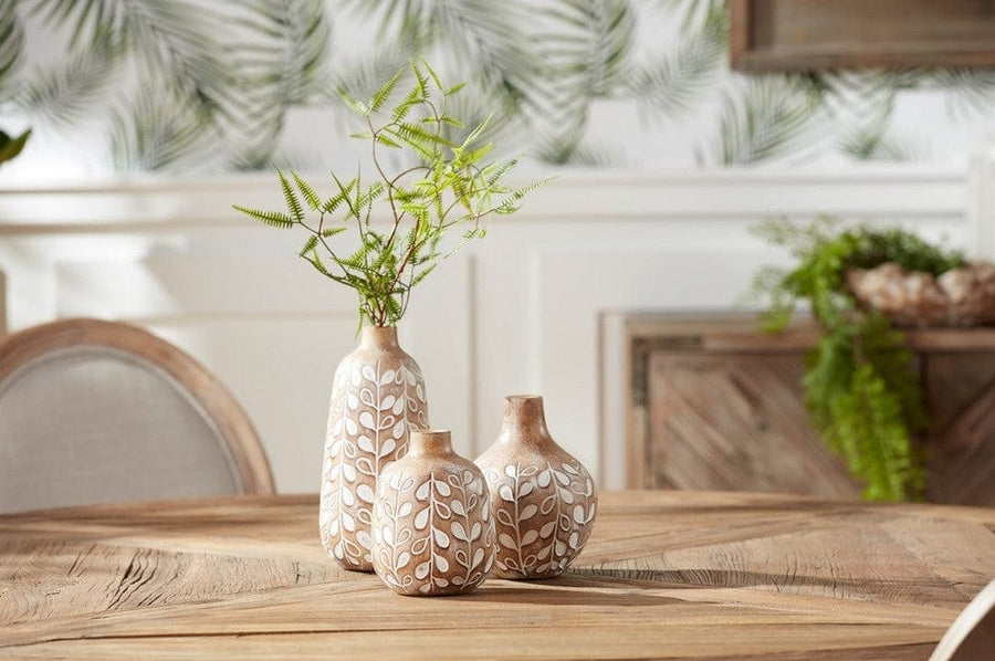 Melrose Home Goods & Essentials Nora 5.25", 6" & 8.75" Set-of-3 Resin Vases