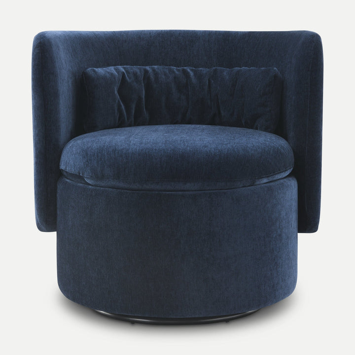 Sagebrook Accent Chair Orion Round-Back Dark Blue Swivel Accent Chair