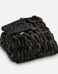 Homeroots Home Decor Penelope Chunky Black Fur Throw Blanket