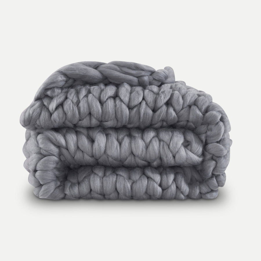Homeroots Home Decor Willow Dark Grey Chunky Knit Throw Blanket