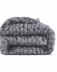 Homeroots Home Decor Willow Dark Grey Chunky Knit Throw Blanket