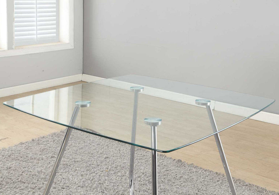 Homeroots Kitchen & Dining Cam Glass Top Square Dining Table