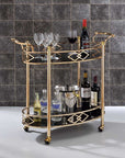 Homeroots Kitchen & Dining Chloe Black and Gold Bar Cart with Wheels