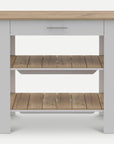 Homeroots Kitchen & Dining Crew Light Oak and White Kitchen Island with Drawer and Two Open Shelves