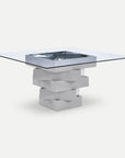 Homeroots Kitchen & Dining Geo Glass Top Square Dining Table