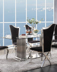Homeroots Kitchen & Dining Manhattan Glass Top Rectangle Dining Table