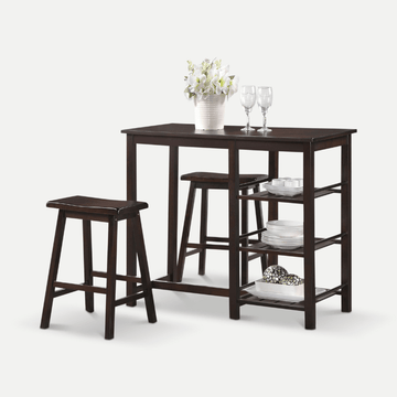 Homeroots Kitchen & Dining Marci 3-Piece Counter Height Dining Set with Storage Shelves
