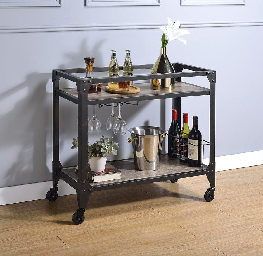 Homeroots Kitchen & Dining Scout Industrial Bar Cart with Wheels