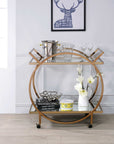 Homeroots Kitchen & Dining Sloane Champagne Gold Bar Cart with Wheels
