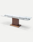 Homeroots Kitchen & Dining Wrightsville Extendable Glass Pedestal Dining Table