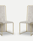 Homeroots Kitchen & Dining Yvette Set-of-2 Suede and Gold Dining Chairs