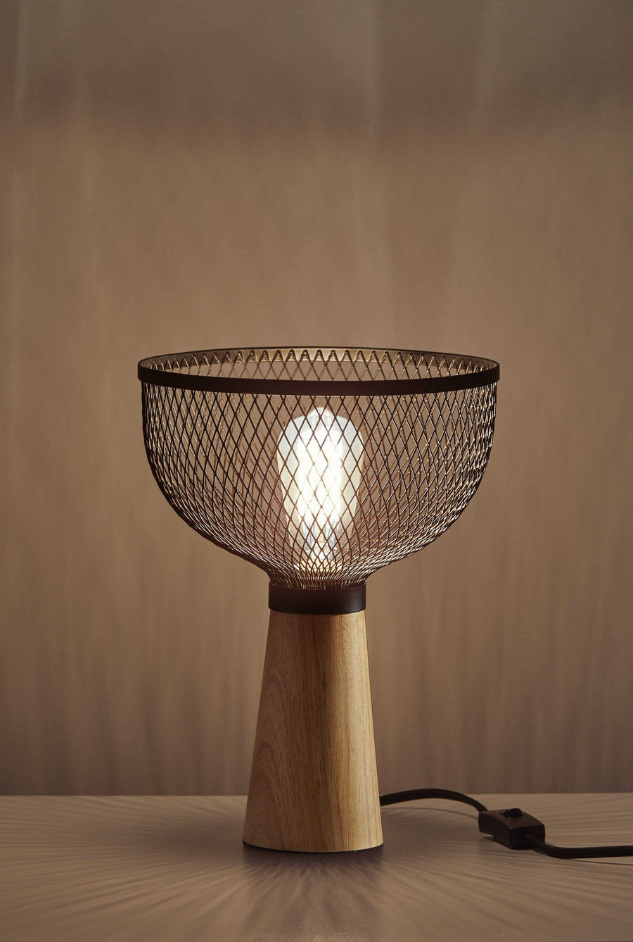 Homeroots Lighting Kimber Industrial Upturned Metal Cage Table Lamp