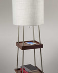Homeroots Lighting Lydia Square Floor Lamp with Shelves and Two USB Ports