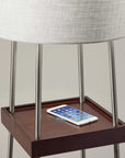 Homeroots Lighting Lydia Square Floor Lamp with Shelves and Two USB Ports