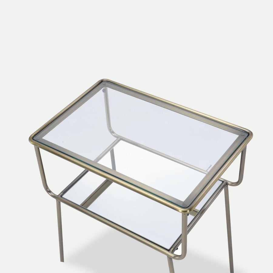Homeroots Living Room Ava Glass End Table with Storage Shelf