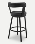 Homeroots Living Room Avery Leather Swivel Chair Bar Stool with Back