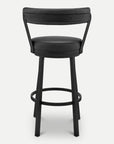 Homeroots Living Room Avery Leather Swivel Chair Bar Stool with Back