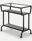 Homeroots Living Room Dash 2-Tier Glass End Table with Storage and Shelf