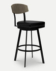 Homeroots Living Room Derek Leather Swivel Chair Bar Stool with Back
