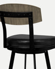 Homeroots Living Room Derek Leather Swivel Chair Bar Stool with Back