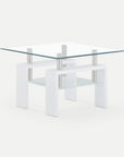 Homeroots Living Room Indy Glass Top End Table