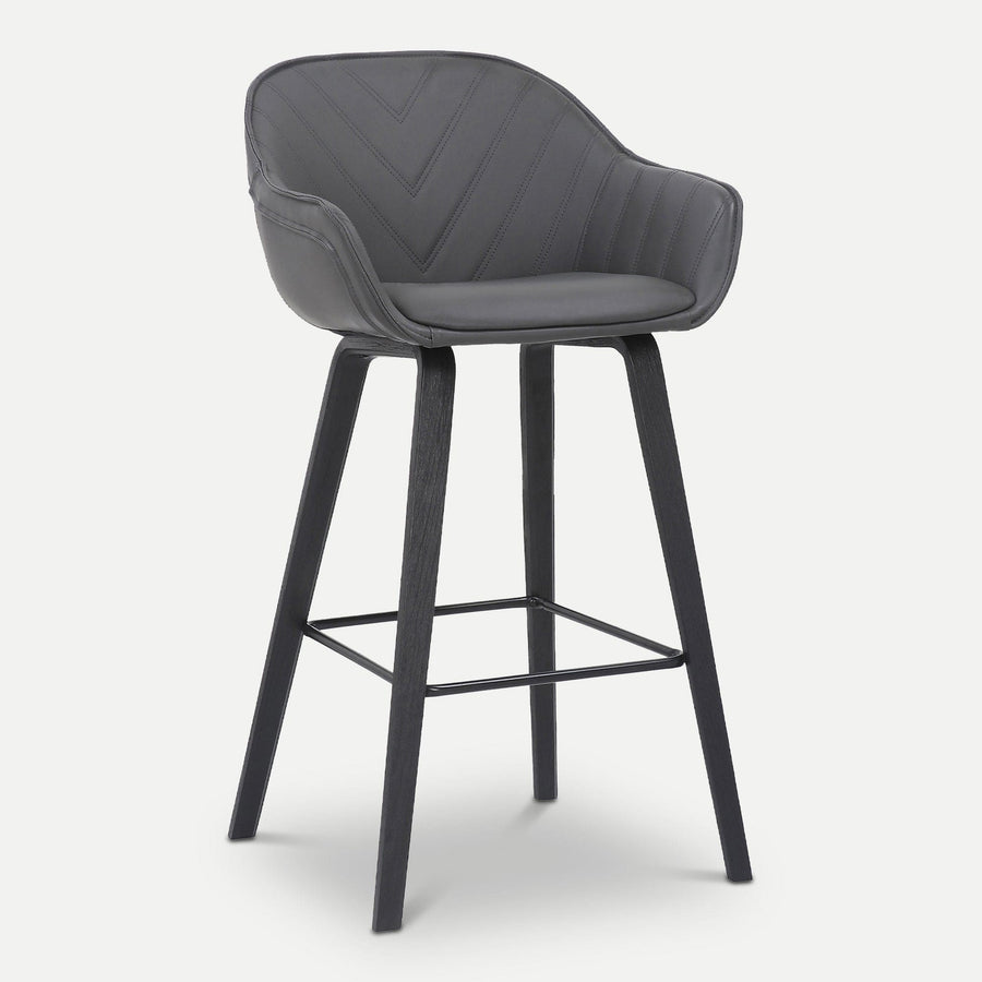 Homeroots Living Room Jake Textured Leather Modern Bar Stool