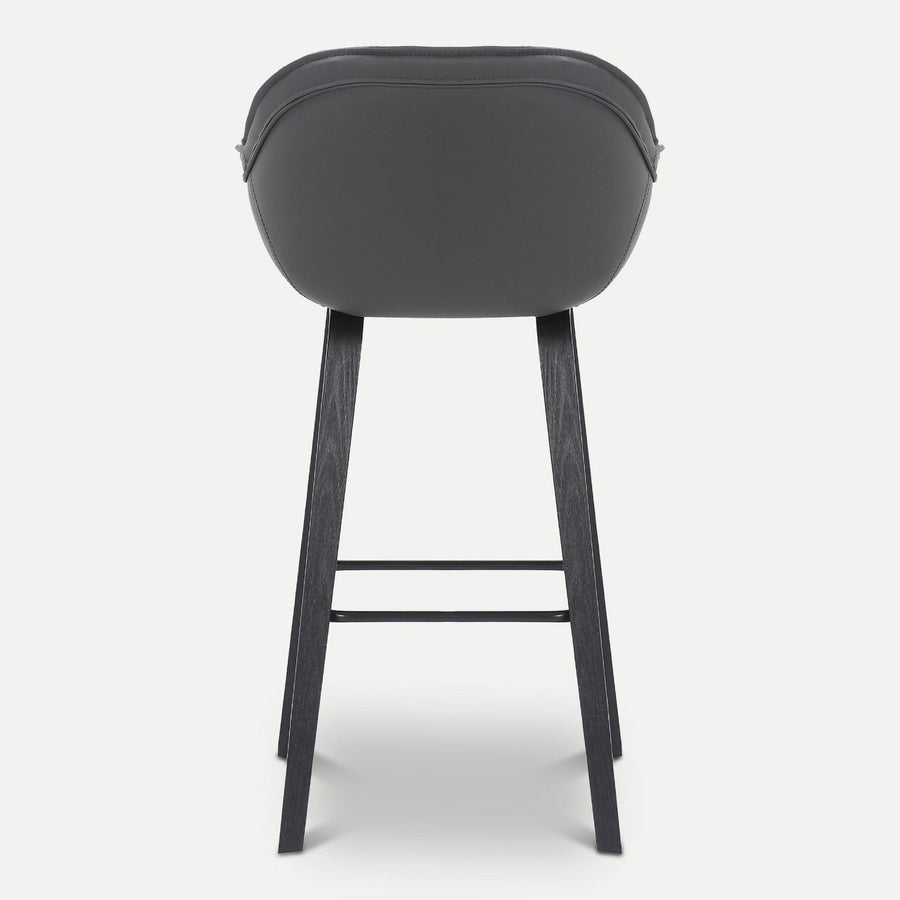 Homeroots Living Room Jake Textured Leather Modern Bar Stool