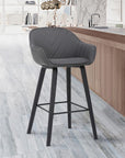 Homeroots Living Room Jake Textured Leather Modern Bar Stool