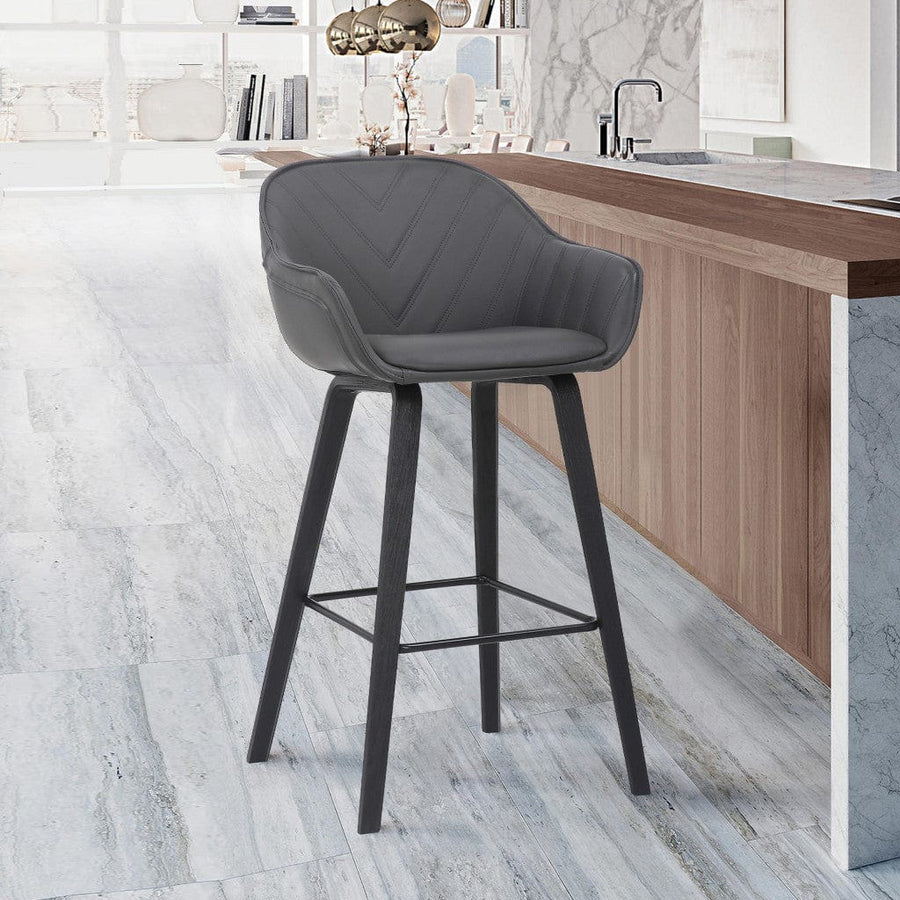 Homeroots Living Room Jake Textured Leather Modern Bar Stool