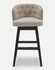 Homeroots Living Room Jill Tufted Fabric Wooden Bar Stool