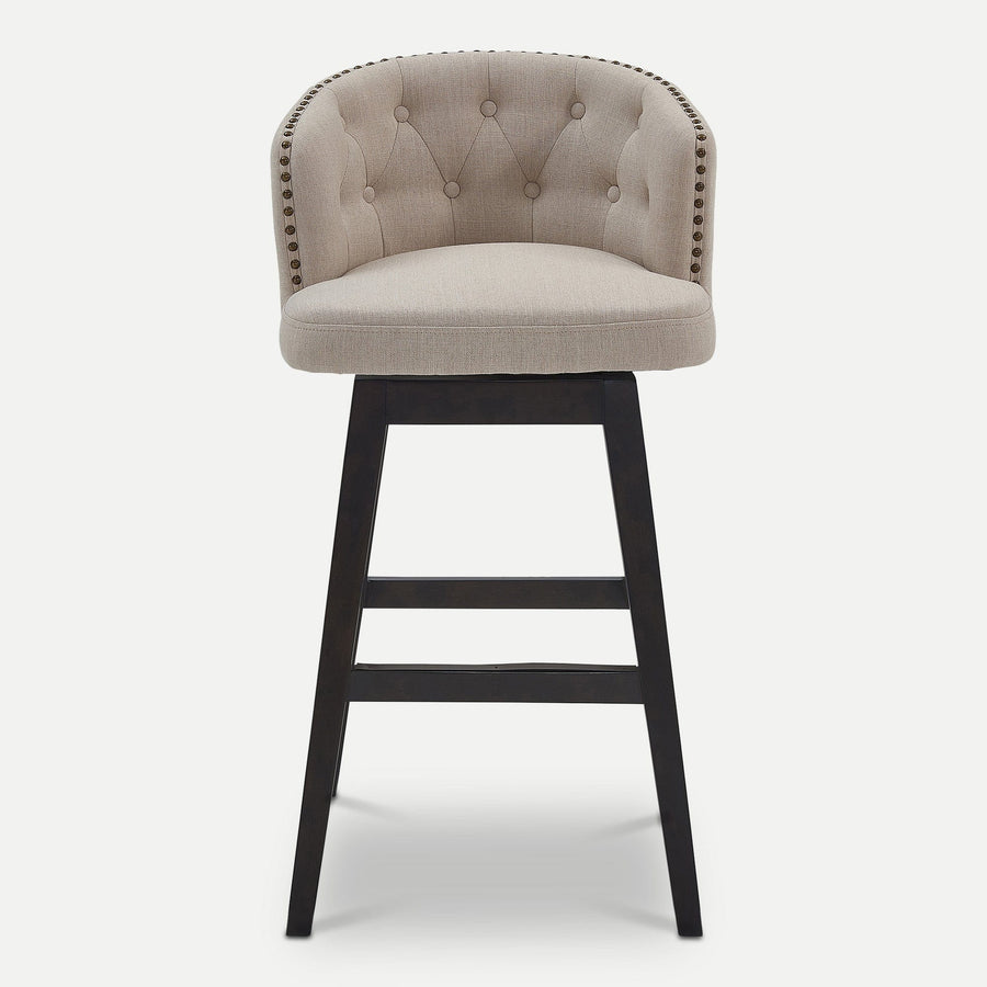 Homeroots Living Room Jill Tufted Fabric Wooden Bar Stool