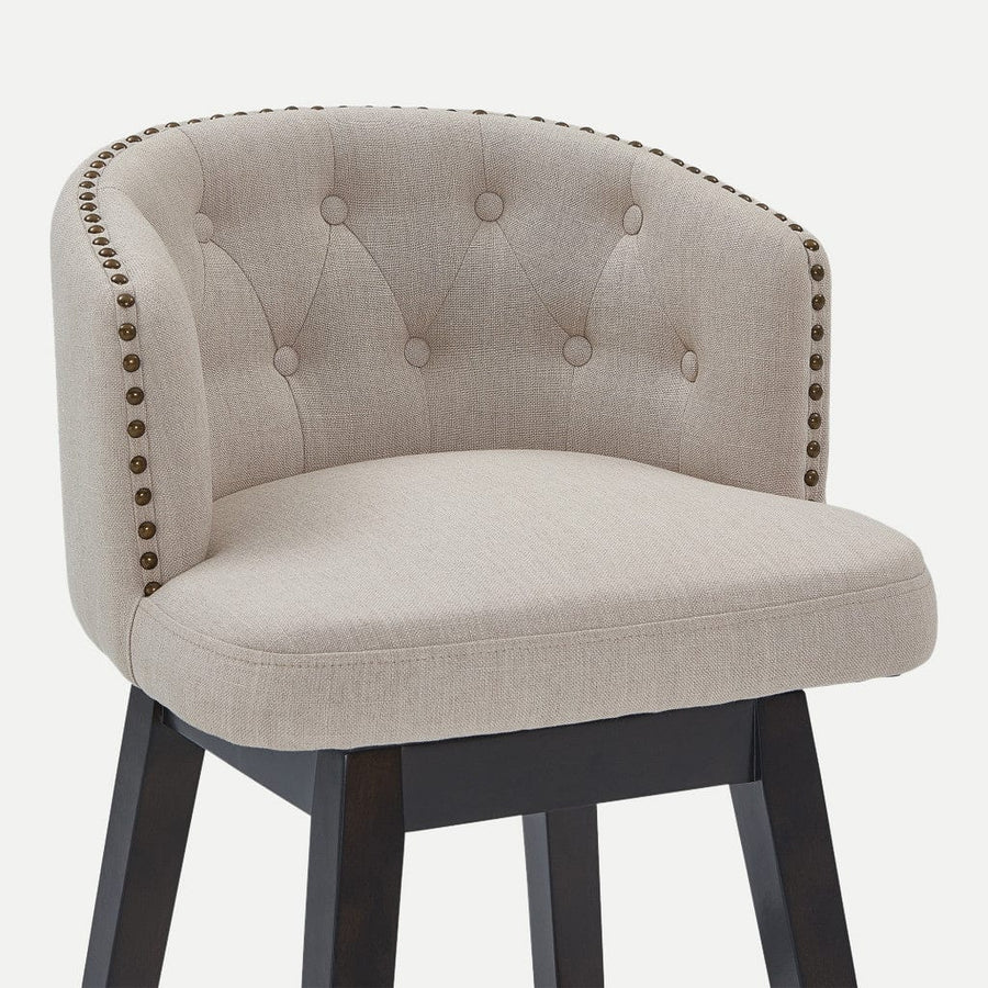 Homeroots Living Room Jill Tufted Fabric Wooden Bar Stool