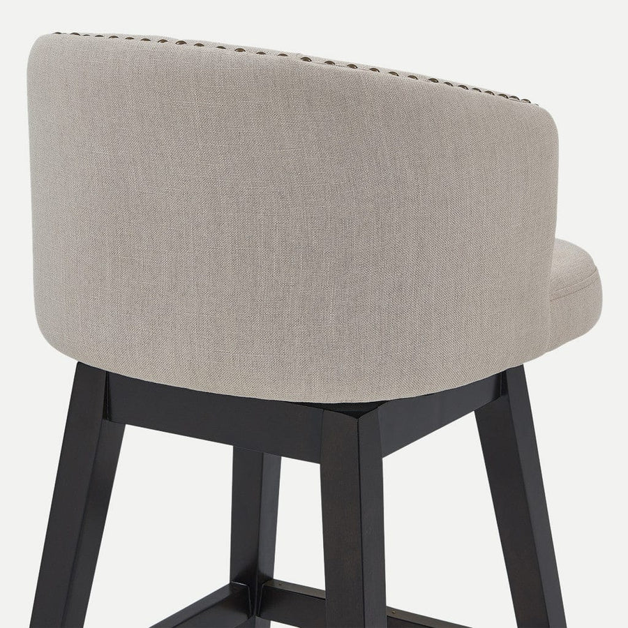 Homeroots Living Room Jill Tufted Fabric Wooden Bar Stool