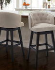 Homeroots Living Room Jill Tufted Fabric Wooden Bar Stool