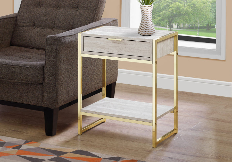 Homeroots Living Room Miles Rectangle End Table with Drawer and Shelf