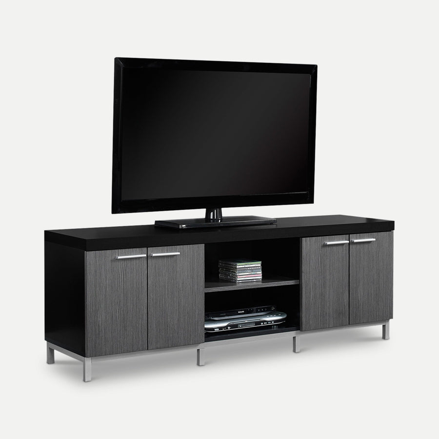 Homeroots Living Room Nolan TV Stand with Open Storage and Cabinets