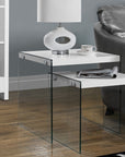 Homeroots Living Room Remy Square Nesting Tables with Glass Frame