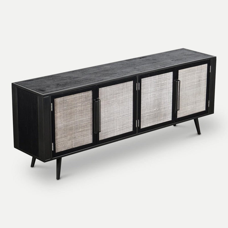 Homeroots Living Room Sloane Rattan Media Console with Cabinets