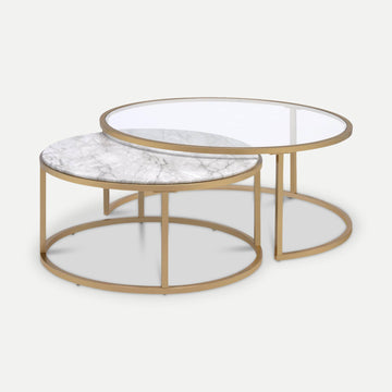 Homeroots Living Room Sloane Set-of-2 Roud Nesting Coffee Tables
