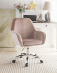 Homeroots Office Chloe Feminine-Chic Velvet Swivel Office Chair with Arms