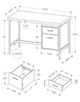 Homeroots Office Francesco Writing Desk with Storage Drawers