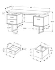 Homeroots Office Frank Modern-Farmhouse Storage Desk with Drawers