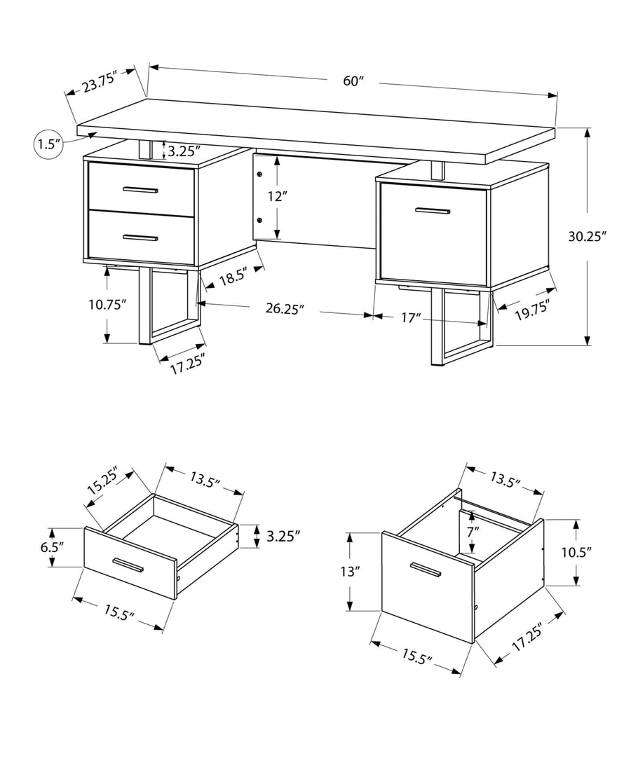 Homeroots Office Frank Modern-Farmhouse Storage Desk with Drawers