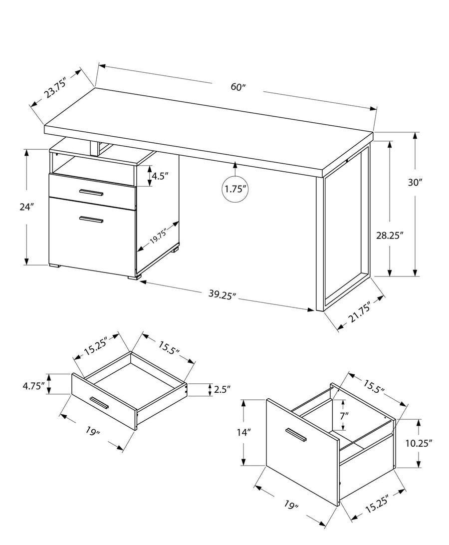 Homeroots Office Frankie Modern-Farmhouse Storage Desk with Drawers