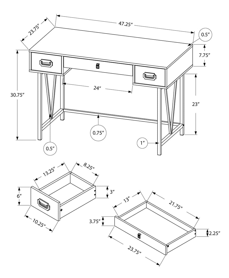 Homeroots Office Gregory Modern-Farmhouse Writing Desk with Drawers