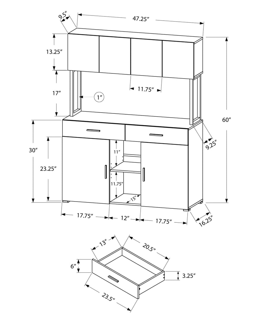 Homeroots Office Harrison 2-Tier Storage Cabinet with Drawers